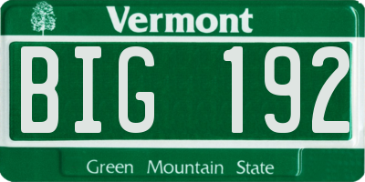 VT license plate BIG192