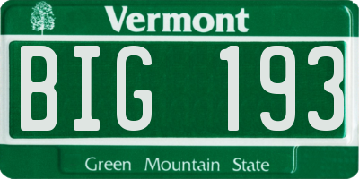 VT license plate BIG193