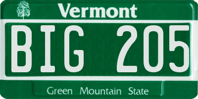 VT license plate BIG205