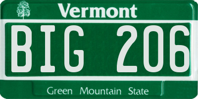 VT license plate BIG206