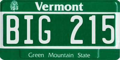VT license plate BIG215
