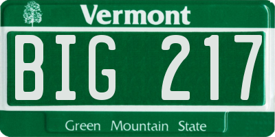 VT license plate BIG217