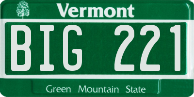 VT license plate BIG221
