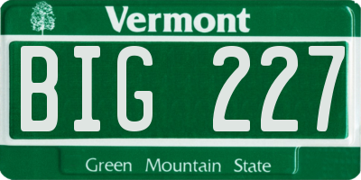 VT license plate BIG227