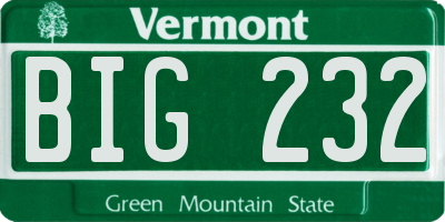 VT license plate BIG232