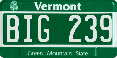 VT license plate BIG239