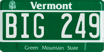 VT license plate BIG249
