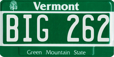 VT license plate BIG262