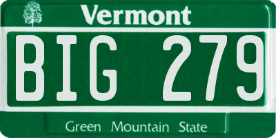 VT license plate BIG279