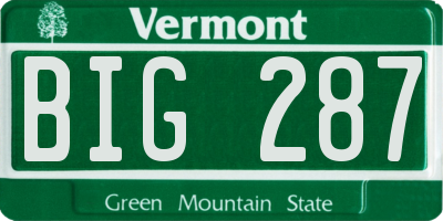 VT license plate BIG287