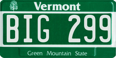 VT license plate BIG299