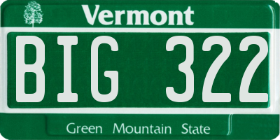 VT license plate BIG322