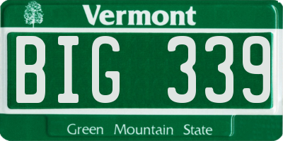 VT license plate BIG339