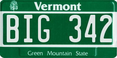 VT license plate BIG342