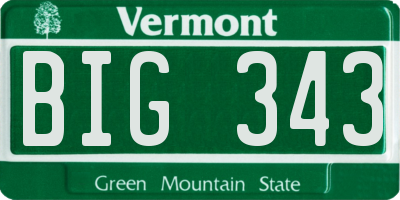 VT license plate BIG343