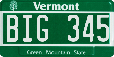 VT license plate BIG345