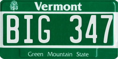 VT license plate BIG347