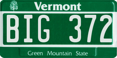 VT license plate BIG372