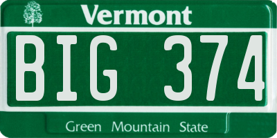 VT license plate BIG374