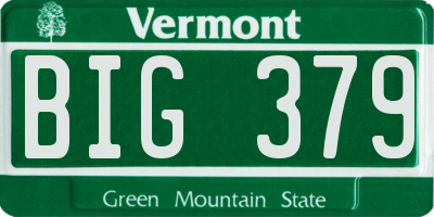 VT license plate BIG379