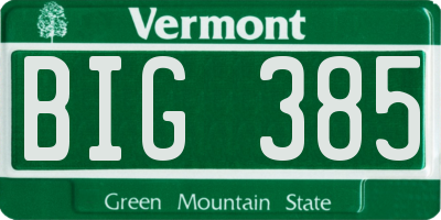 VT license plate BIG385