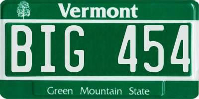 VT license plate BIG454