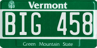 VT license plate BIG458