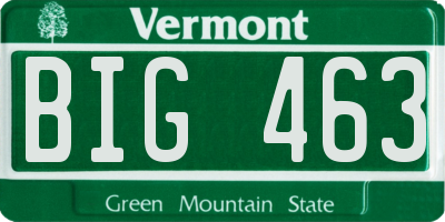 VT license plate BIG463