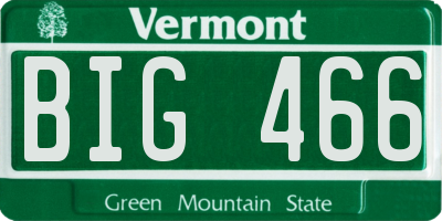 VT license plate BIG466