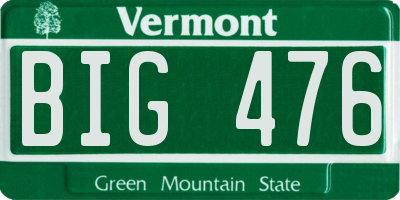 VT license plate BIG476