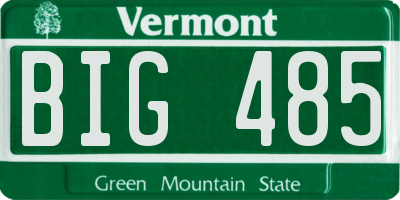 VT license plate BIG485