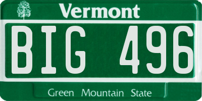 VT license plate BIG496
