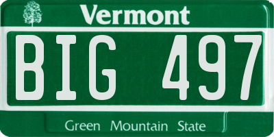 VT license plate BIG497