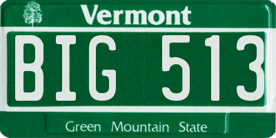 VT license plate BIG513