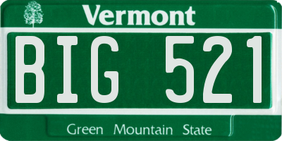 VT license plate BIG521