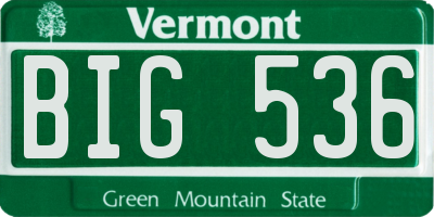 VT license plate BIG536