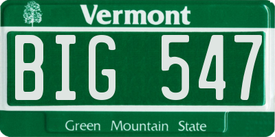 VT license plate BIG547