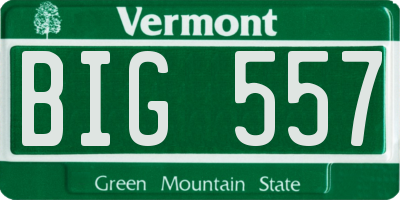VT license plate BIG557