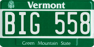 VT license plate BIG558