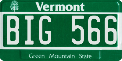 VT license plate BIG566
