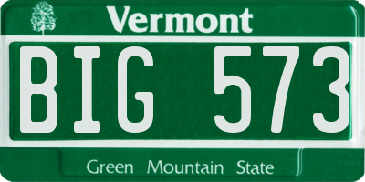 VT license plate BIG573