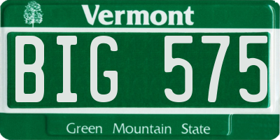 VT license plate BIG575