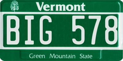 VT license plate BIG578