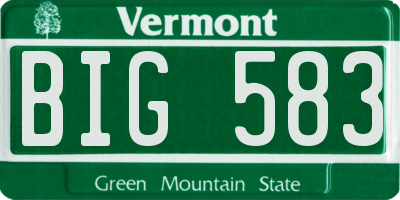 VT license plate BIG583