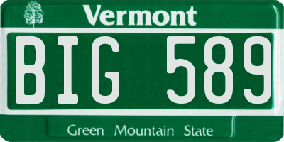 VT license plate BIG589