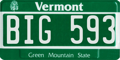 VT license plate BIG593