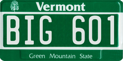 VT license plate BIG601