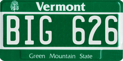 VT license plate BIG626
