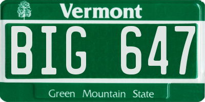 VT license plate BIG647