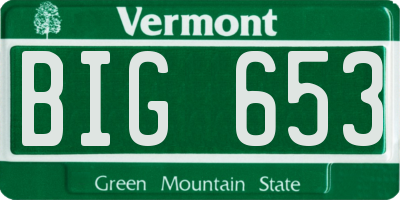 VT license plate BIG653